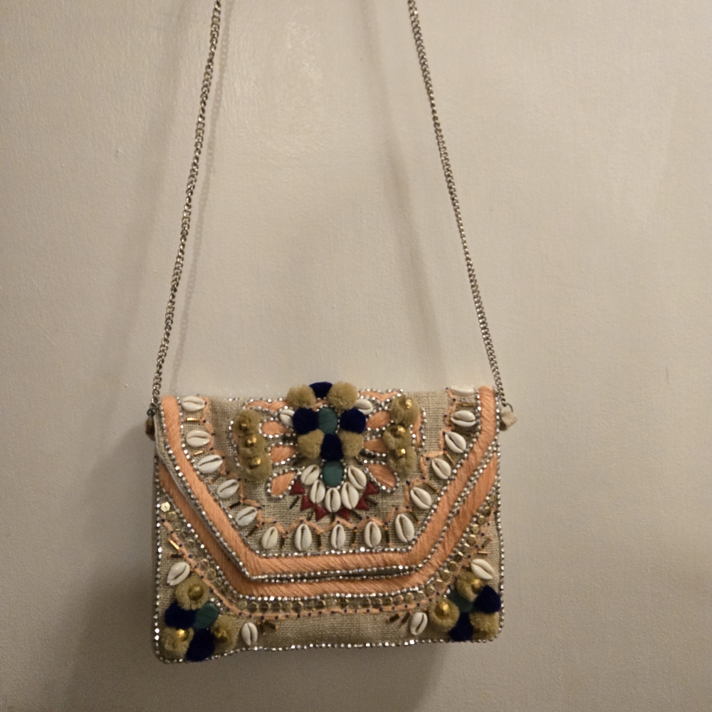 Shell Embellished Multicolor Shoulder Crossbody Handbag
